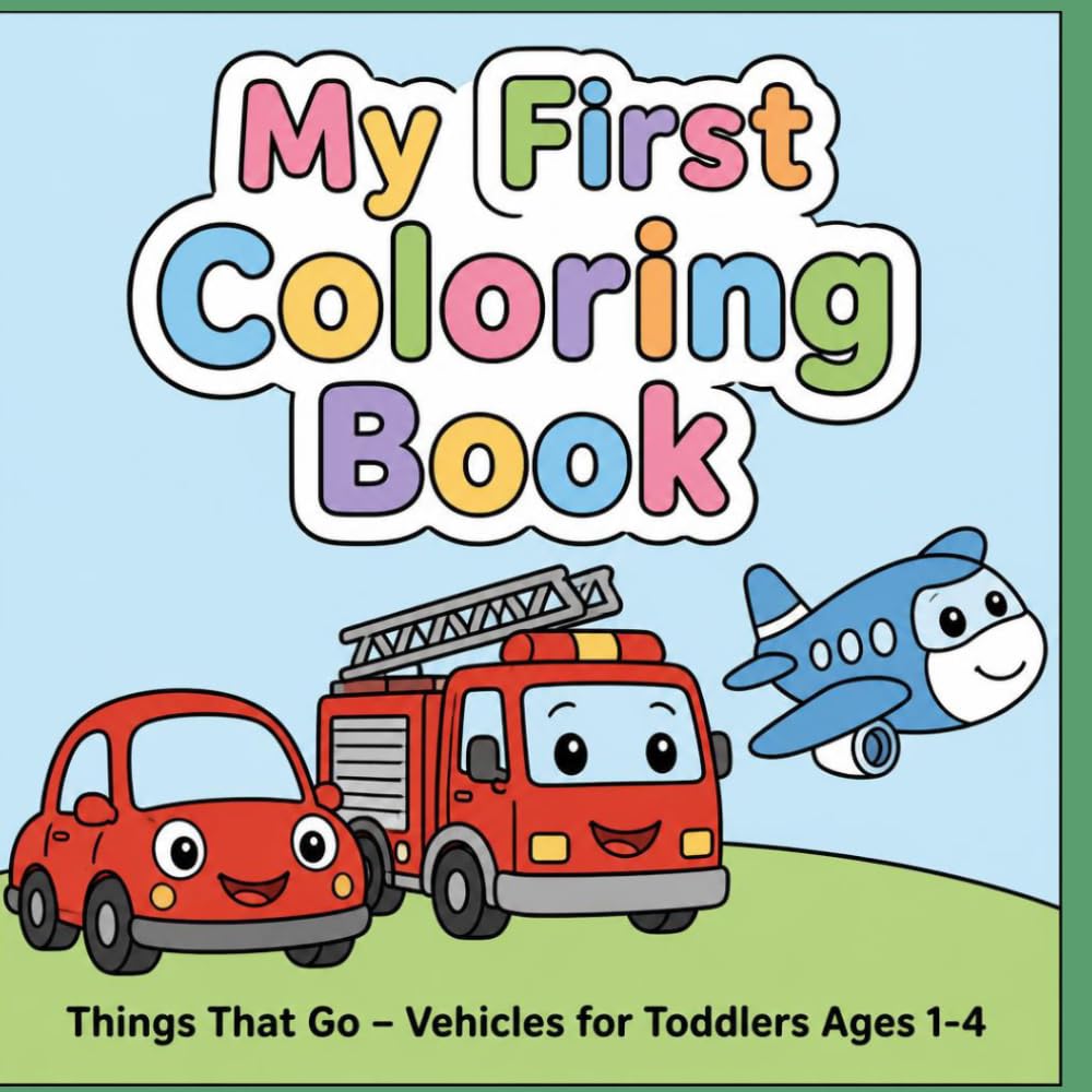 My First Coloring Book: Things That Go: Simple & Cozy Vehicles for Toddlers Ages 1-4 – Easy First Coloring Pages with Thick Lines (Cars, Trucks, Planes, Boats and More) for Preschool and Kindergarten