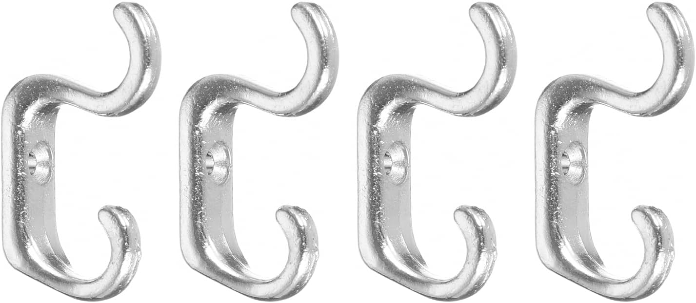 uxcell Wall Hooks, 4Pcs - Zinc Alloy Double Prong Retro Hook, Mini Small Hooks for Hanging Towel Coat Backpack Clothes Scarf Keys Hat Cup (Bronze)