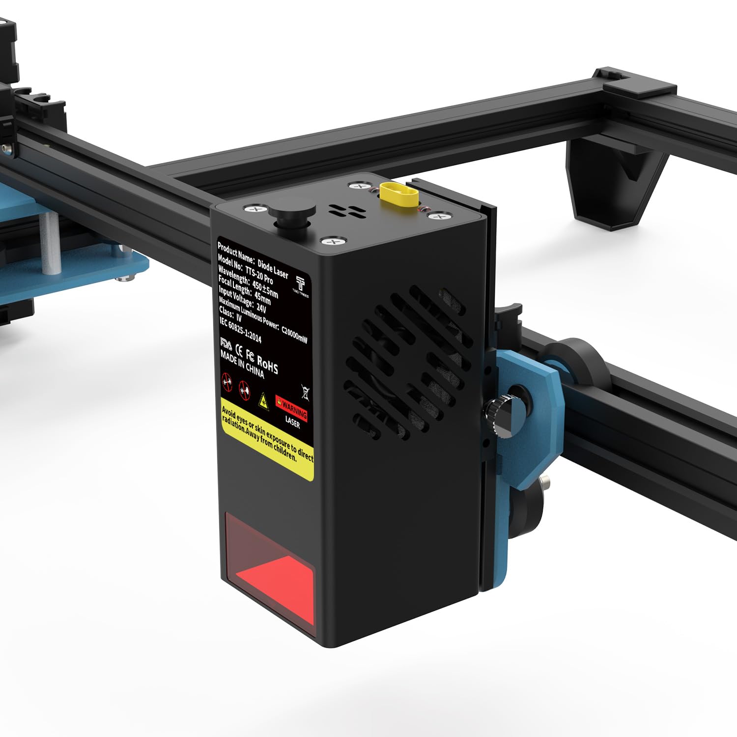Twotree TTS-20 Pro 20 W Machine à graver laser pour la fabrication de puzzles en bois 3D 20 W Puissance laser Machine à focus fixe 418 mm x 418 mm Zone de gravure