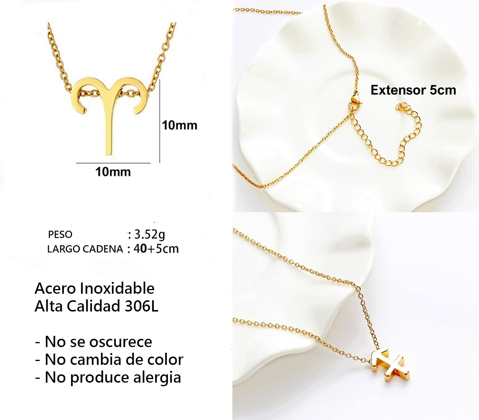 Collar Signo Zodiaco Acero Inoxidable hermosa Tarjeta Significado Signo Zodiacal Colgante Horóscopo Para mujer Regalo Cumpleaños — view 3