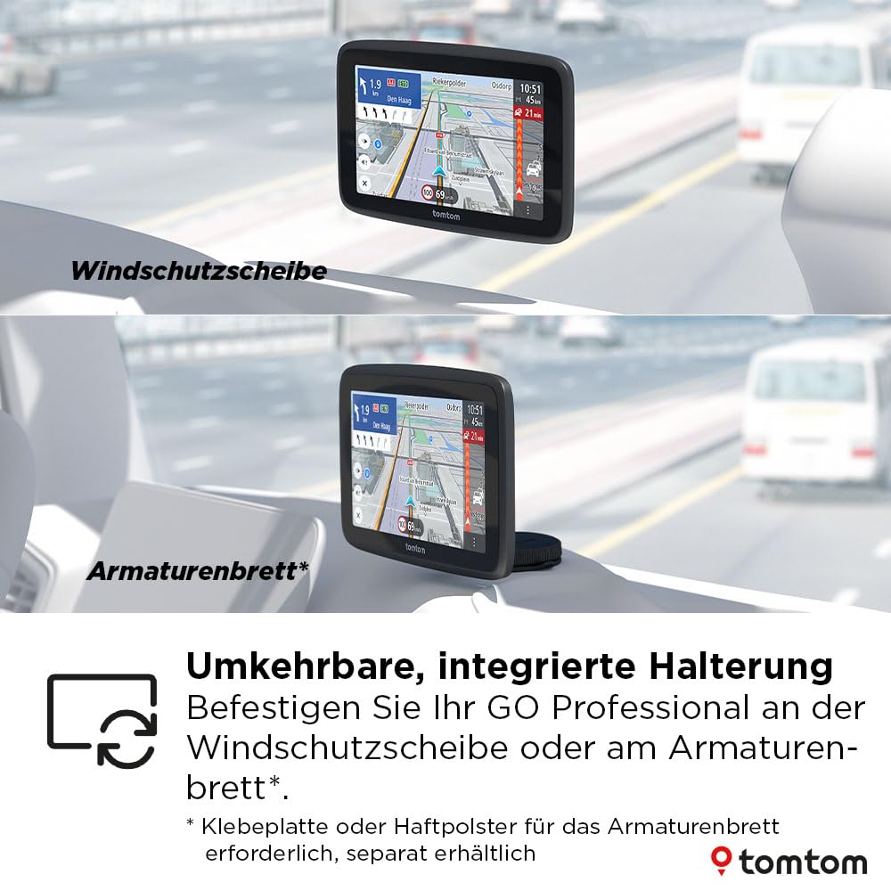 TomTom LKW-Navi GO Professional 2. Generation (6" großer kapazitiver Touchscreen mit Karten von Europa und Echtzeit-Verkehrsinformationen, speziell für LKW, Transporter, Busse und große Fahrzeuge)