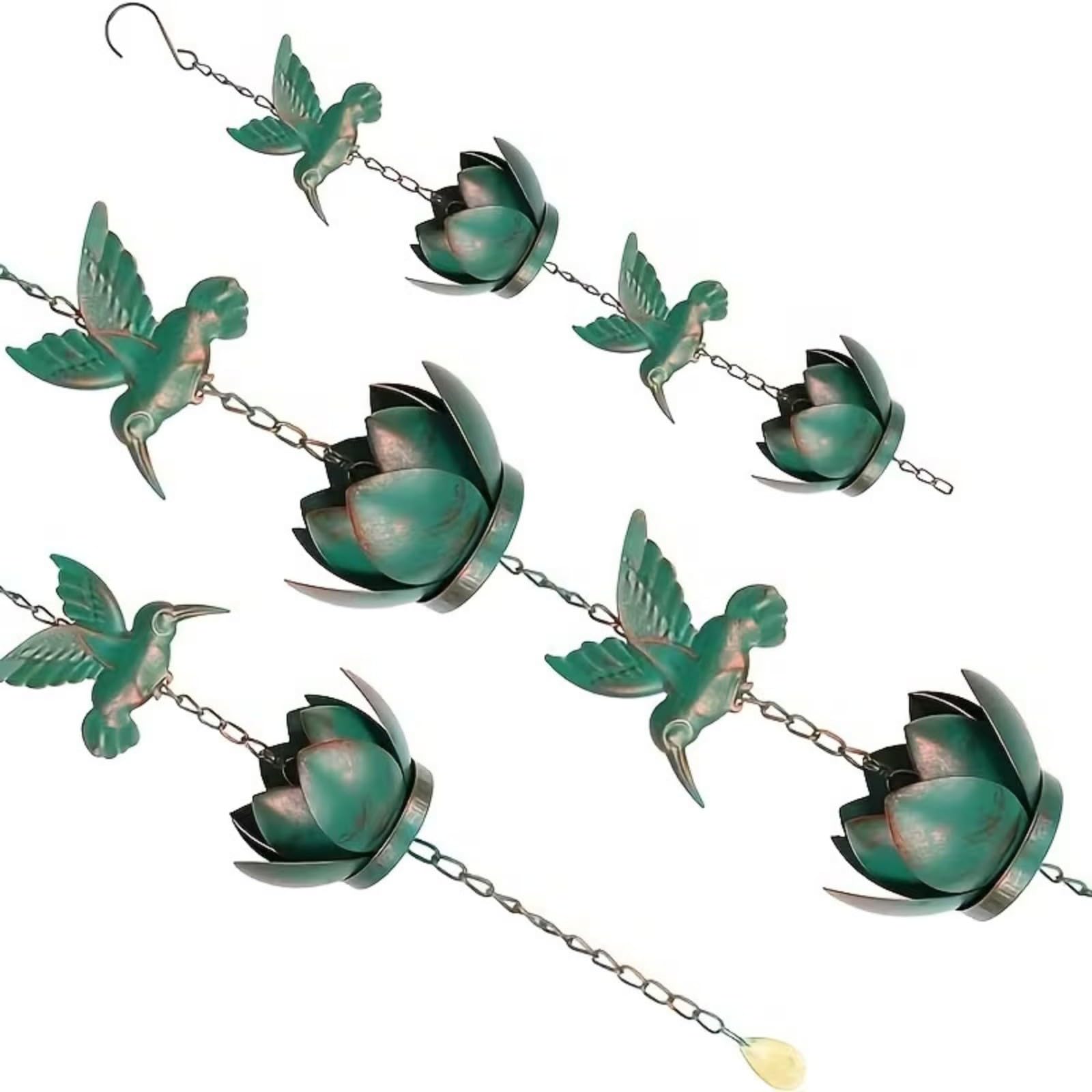 Ekoama Rain Chain Hummingbird Rain Chain Set Rust Resistant Rainchain Gutter Adapter for Gutter Downspout Decoration