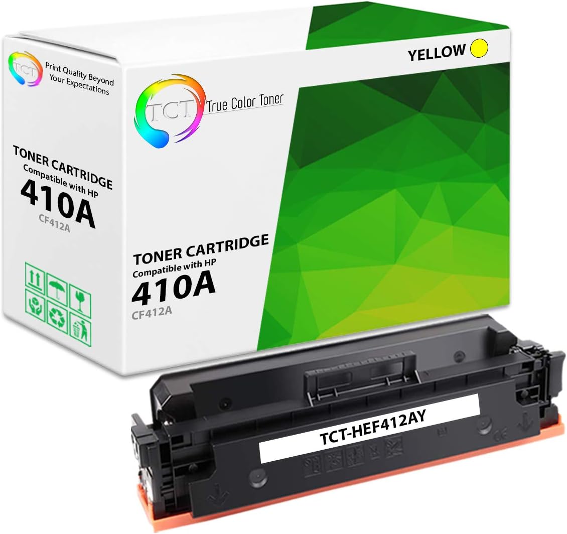TCT 410A Yellow Toner Cartridge - Compatible Replacement for HP 410A CF412A Works with HP LaserJet Pro M452DN M452DW M452NW MFP M477FDN MFP M477 Printers (2,300 Pages)
