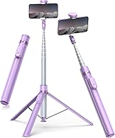 Vista 25 de TONEOF Trípode selfie stick de 60 pulgadas para video, soporte extensible todo en 1 para teléfono celular con control remoto integrado, trípode