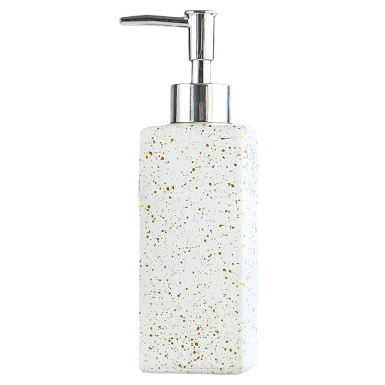 Zambuph White Printed Dotted Durable Marble Pattern Ceramic Lotion Dispenser 350Ml Liquid Pump Bottle Exceptional For Bathroom And Kitchen Countertops Marble Pattern Lotion Bottle, 5.7X5.7x19.6cm