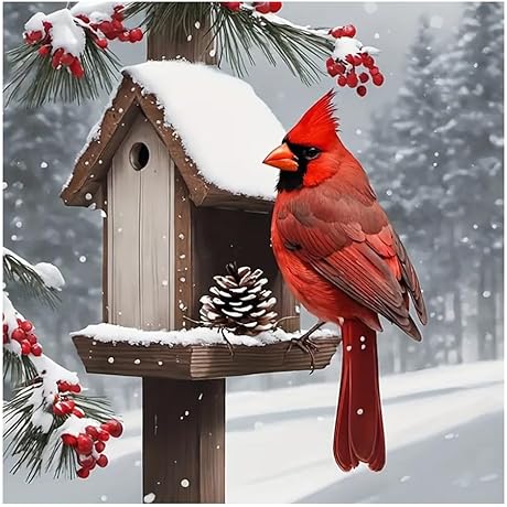 Diamond Art Cardinals: Enchanting Winter Scenes Captured in Shimmering Gems