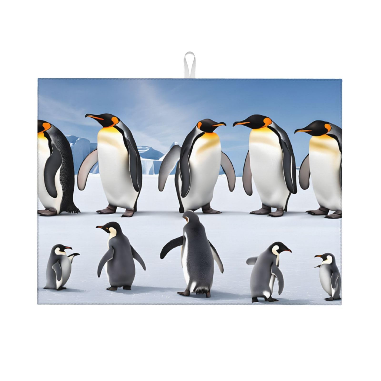 Penguinprint Dish Drying Mat, Microfiber Dry Pad, Quick-Drying Dish Drainer Board Mat For Kitchen Counter-Top Tabletop Accessories,24x18 Inch