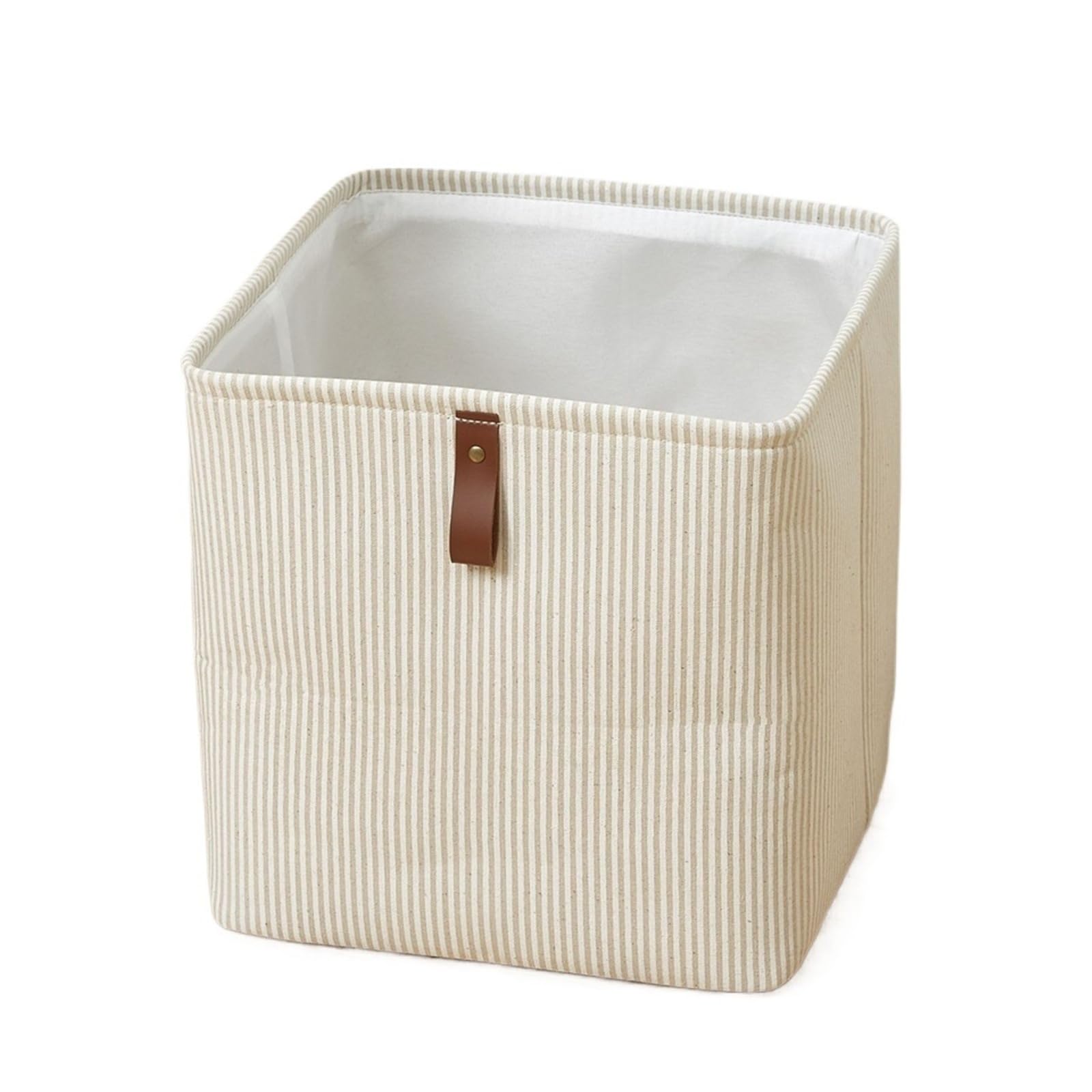 MFESFCS Canvas Storage Boxes Folding Storage Box With Handle Fabric For Clothes Storage Bins Home Closet(2pcs Beige stripe)