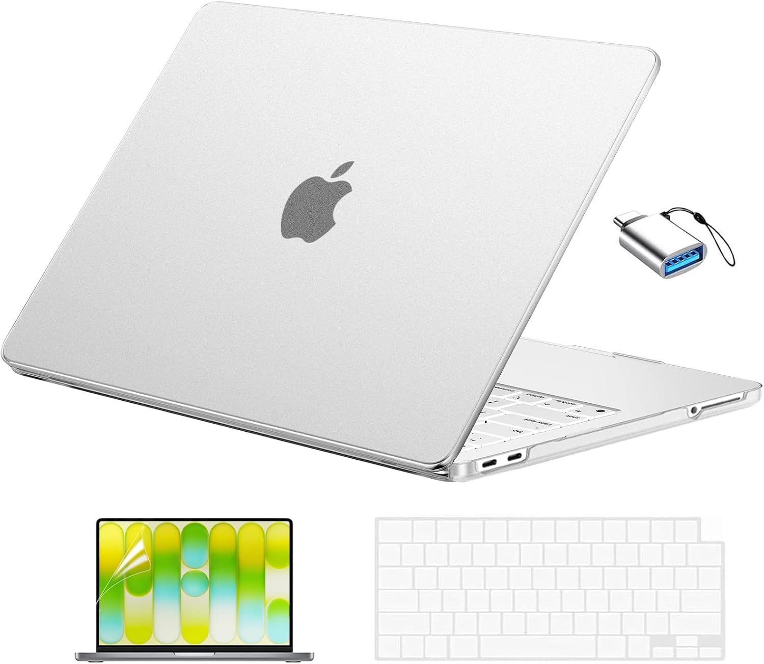 EooCoo for MacBook Neo Case 13 inch 2026 Model A3404 with A18 Pro Chip, Scratch Resistant Protective Hard Shell Case & Keyboard Cover & Screen Film & Type C, Matte Clear