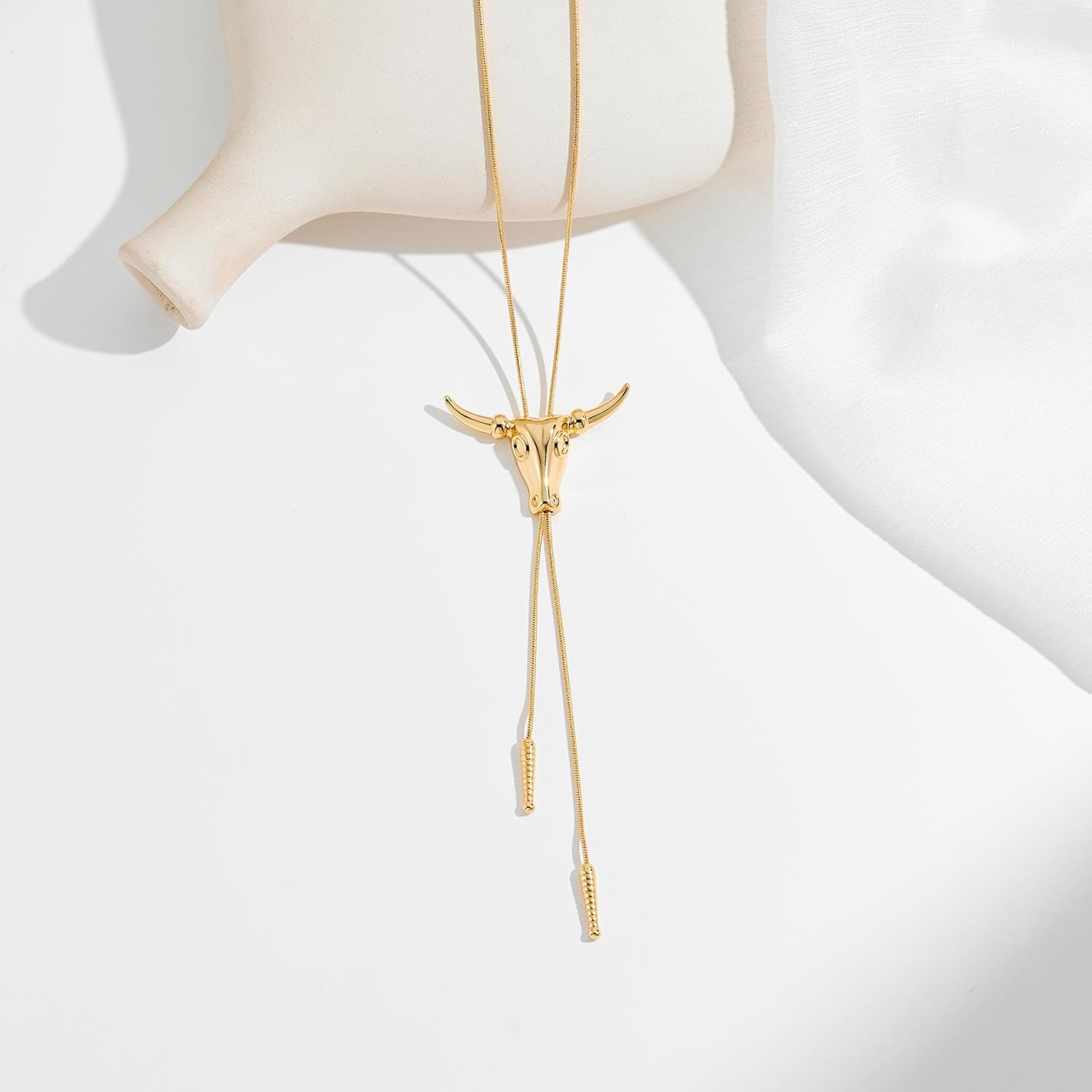 Western Cowgirl Necklace for Women - Lariat Long Chain Hat Bull Head Y Necklaces, Cowboy Bolo Tie Accessories Trendy Western Country Jewelry Gifts - Image 5