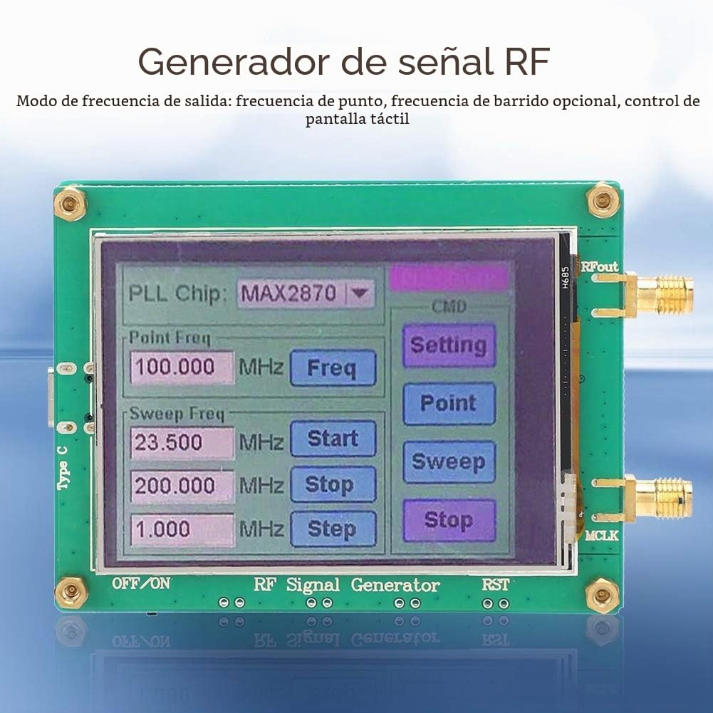 Módulo Generador de Señal MAX2870, Fuente de Señal RF 23.5-6000MHz, Bajo Ruido, Pantalla Táctil, para Pruebas y Comunicaciones por Satélite