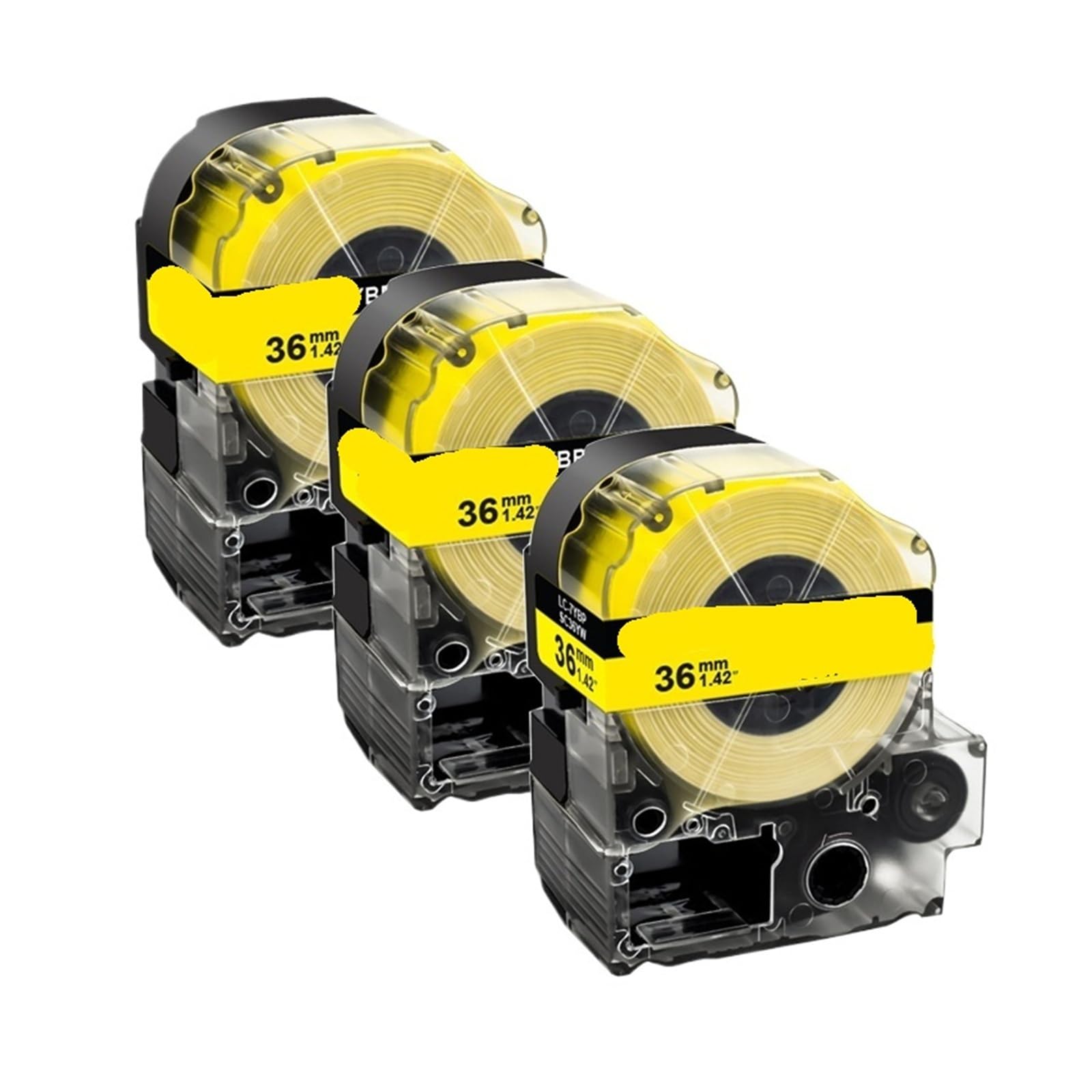 3 Uds LC-7YBW/SC36YW 36MM Cinta Negra Sobre Amarilla, Compatible Con LW-Z900FK LW-1000P LW-PX800 LW-900P Fabricante De Etiquetas