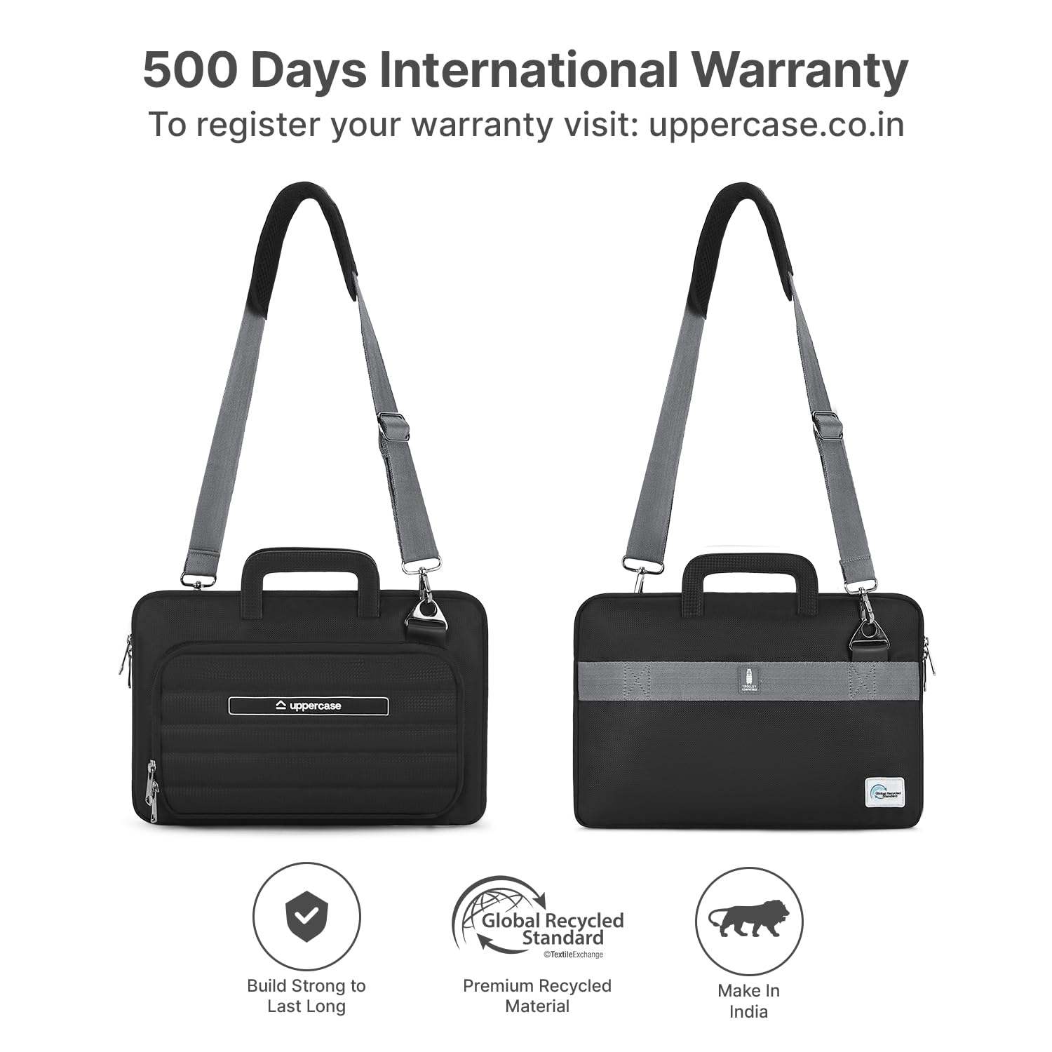 uppercase Node Laptop Sleeve, Multi-Textured Quilted Design, Quick Access Pocket, Trolley Sleeve, Slide-in Handle & Detachable Shoulder Strap, Ideal for Men & Women | Office & Travel — Amazon image 5