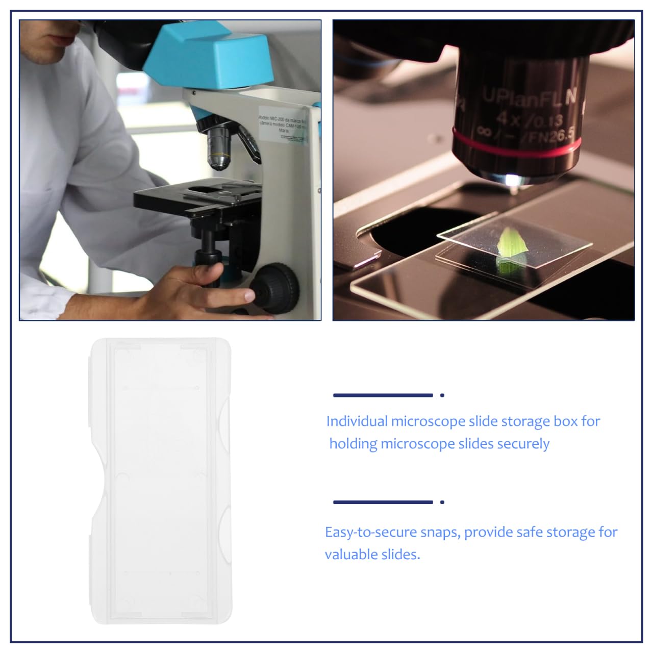 ULTECHNOVO Scatola Di Scorrimento Del Microscopio 100 Posti Porta Vetrini Singoli Custodia Per Diapositive Laboratorio Conservazione Sicura Per Esperimenti Scientifici