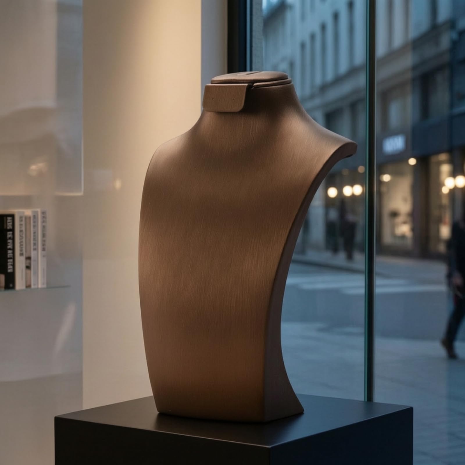 Mannequin de Présentation Bijoux Buste Présentoir Collier Support Vitrine Forme Élégante Boucle Intégrée Simili Cuir Stable Compact Adapté aux, Grand, Moderne Et Élégant