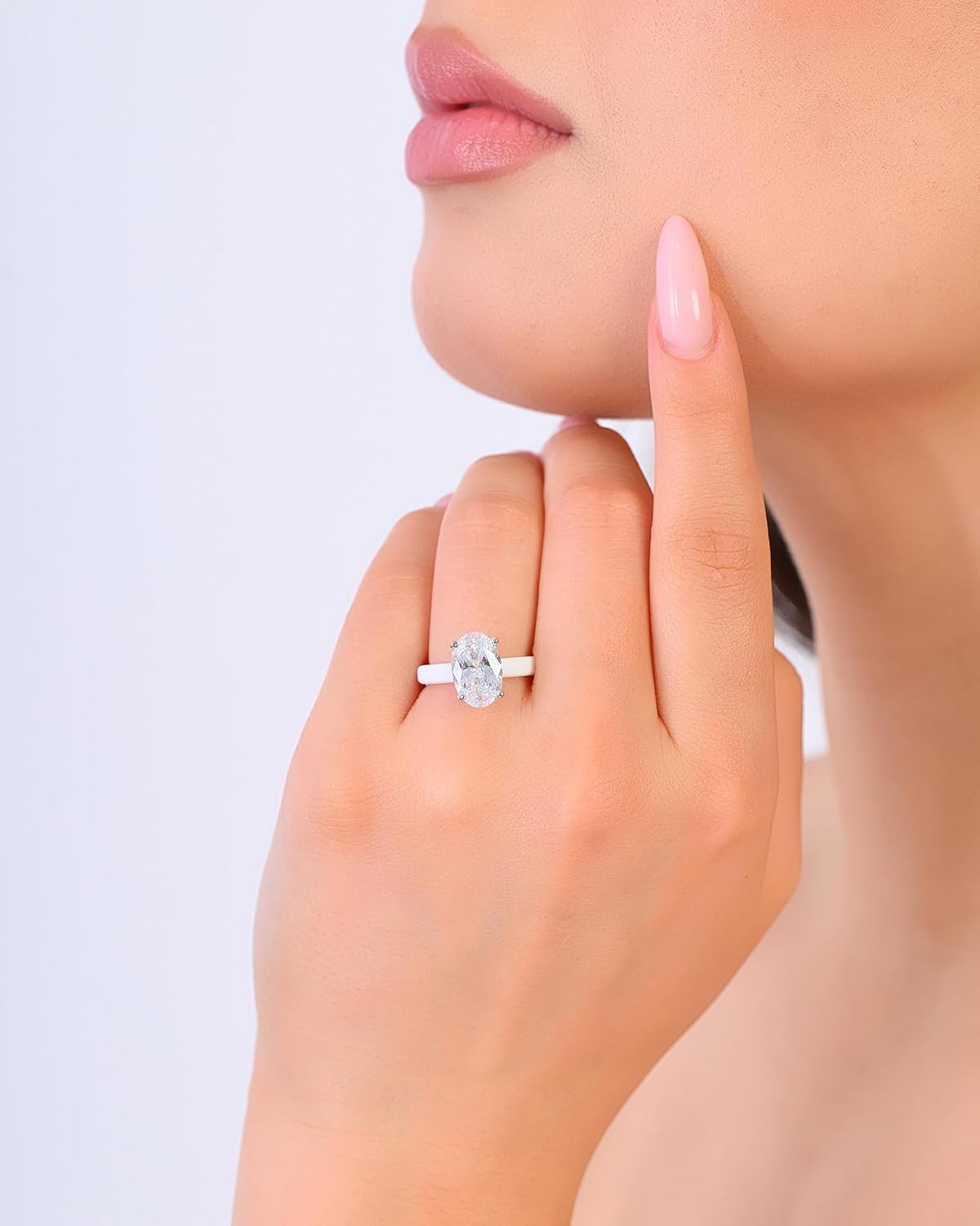 Rinfit Thin Silicone Ring with Stone - Oval Cut Cubic Zirconia Solitaire Promise Ring for Her - Rubber Wedding Bands Women - Patent Pending
