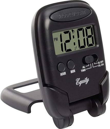 Miniatura 3 de Equity - Reloj despertador de viaje plegable con pantalla LCD con retroiluminación azul, 3.85 pulgadas de largo x 2.50 pulgadas de ancho x 4.00