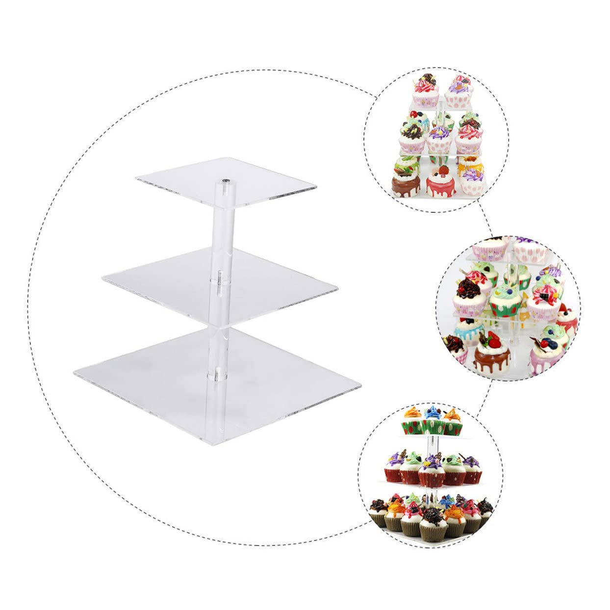 Yardwe Supporto per Torte in Acrilico a 3 Livelli, Espositore Raffinato e Leggero per Cupcake, Dolci e Dessert, per Decorazioni per Feste e Matrimoni
