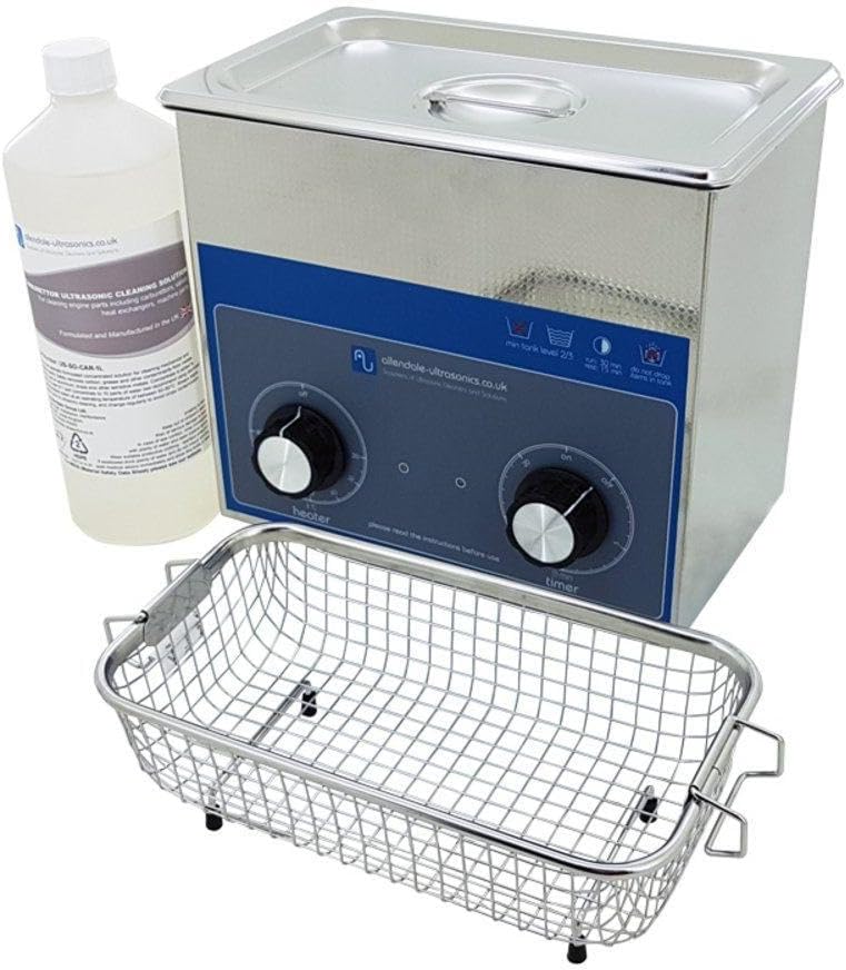 3L Industrial Ultrasonic Cleaner Dial Tank Heated Pro Bath with Basket and Carburettor Cleaning Solution