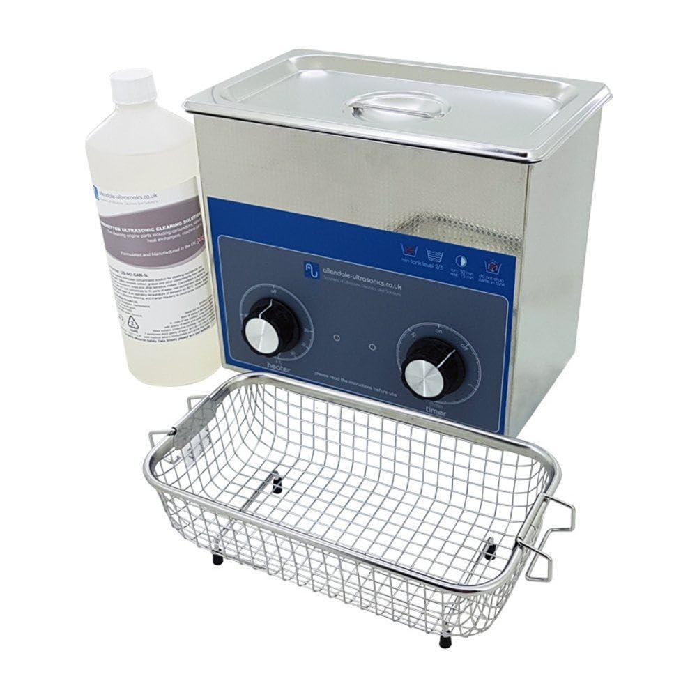 3L Industrial Ultrasonic Cleaner Dial Tank Heated Pro Bath with Basket and Carburettor Cleaning Solution