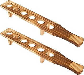 2 Pcs Wooden Shot Glass Tray with 6 Holes - Shot Glass Display Stand for 1.4" Diameter Glasses - Perfect for Party, Bar, Club Drinking