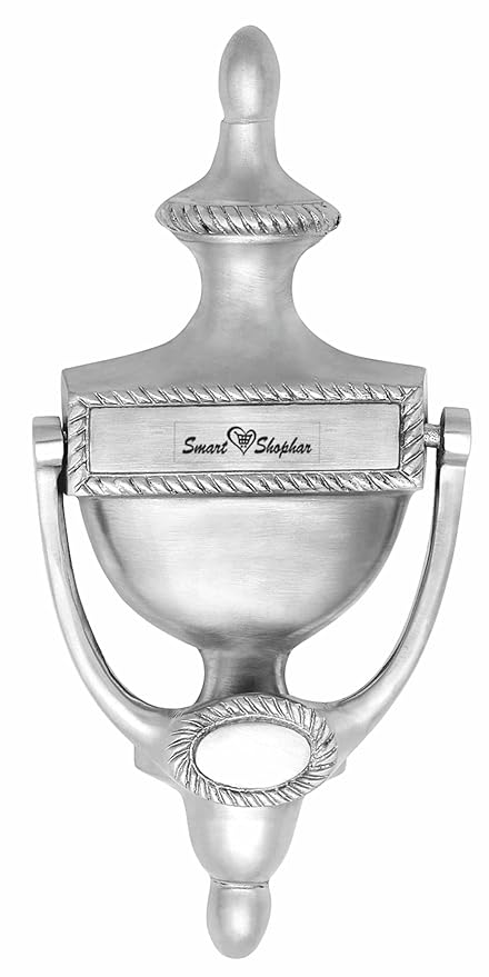 Smart Shophar Brass Georgion Door Knocker 8 Inches Nickel Silver, Pack of 1 / Classic Style/Rapid and Effortless Mounting/Ideal for Traditional Doors