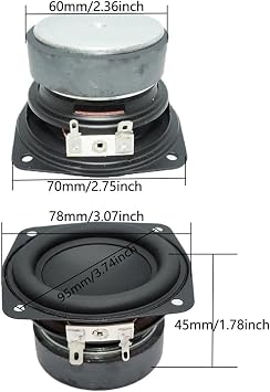 Full-range loudspeaker 2 Pcs 3 Inch 78MM 4 Ohm 15W Bass Audio Square Home Theater