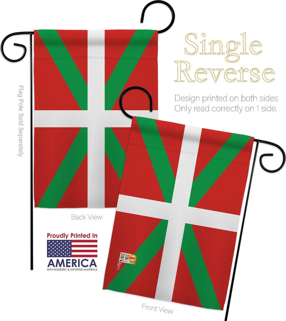 Basque Country Garden Flag Set Wall Holder Regional Nationality Nation International World Particular Area Small Decorative Gift Yard House Banner Made In USA 13 X 18.5