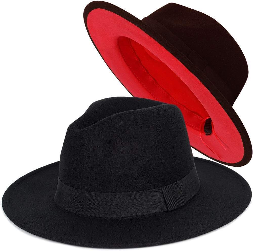 FSIDEA ハットFedora Hat hatsXcaps Classic Wide Brim Fedora Hat for Men & Women | 100