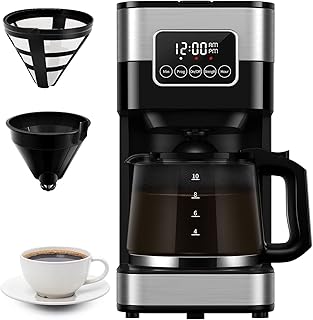 SHARDOR Drip Coffee Maker, Programmable 10-cup Coffee Machine with Touch Screen, Coffee Pot with Timer, Auto Shut-off, Reusable Filter, Home and Office, Black & Stainless Steel