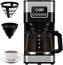 SHARDOR Programmable Drip Coffee Maker, 10-Cup Coffee Machine with Touch Screen, Reusable Filter, Warming Plate with Auto Shut-off, Coffee Pot for Home and Office, Black