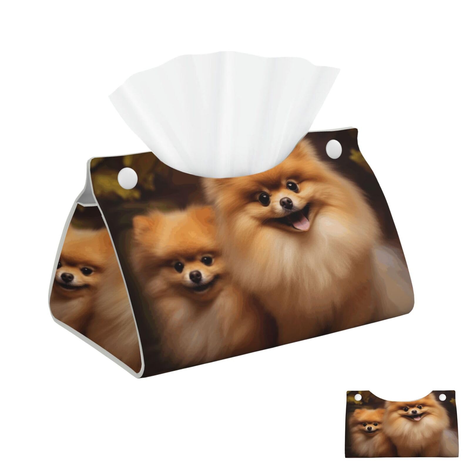 Yellow Pomeranian Tissue Box Cover Square Cube Boxes