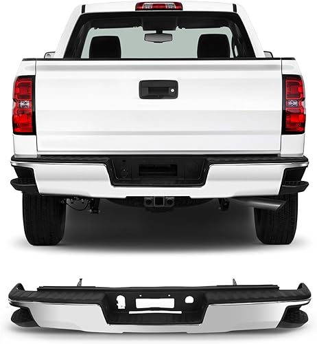 Miniatura 1 de SCITOO Reemplazo de parachoques trasero cromado de acero para 2014-2018 para Chevy Silverado para GMC Sierra 1500 parachoques trasero viene sin