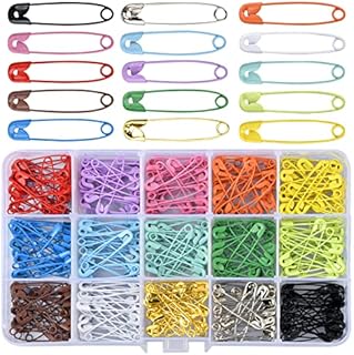 Vesaneae 300PCS Metal Safety Pins, 15 Colors Small Safety Pins, Safety Pins for Clothes, Art Craft Pins, Needlework Pins, Safety Pins Set with Storage Box for Clothing Tag Sewing DIY Crafts, 31mm