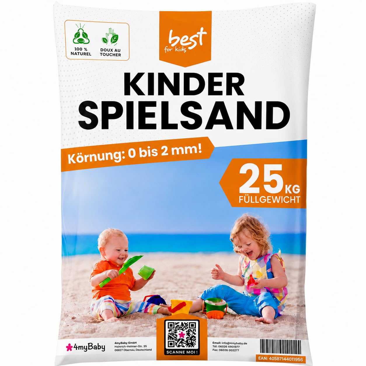 Best For Home | Sabbia da Gioco(25 kg) | Sabia di Quarzo Fine Lavata e Divertimento all’Aperto | Granulometria 0-2 mm | Atossica e Sicura | Ideale per e Aree da Gioco | Sabbia bambini per sabbiera
