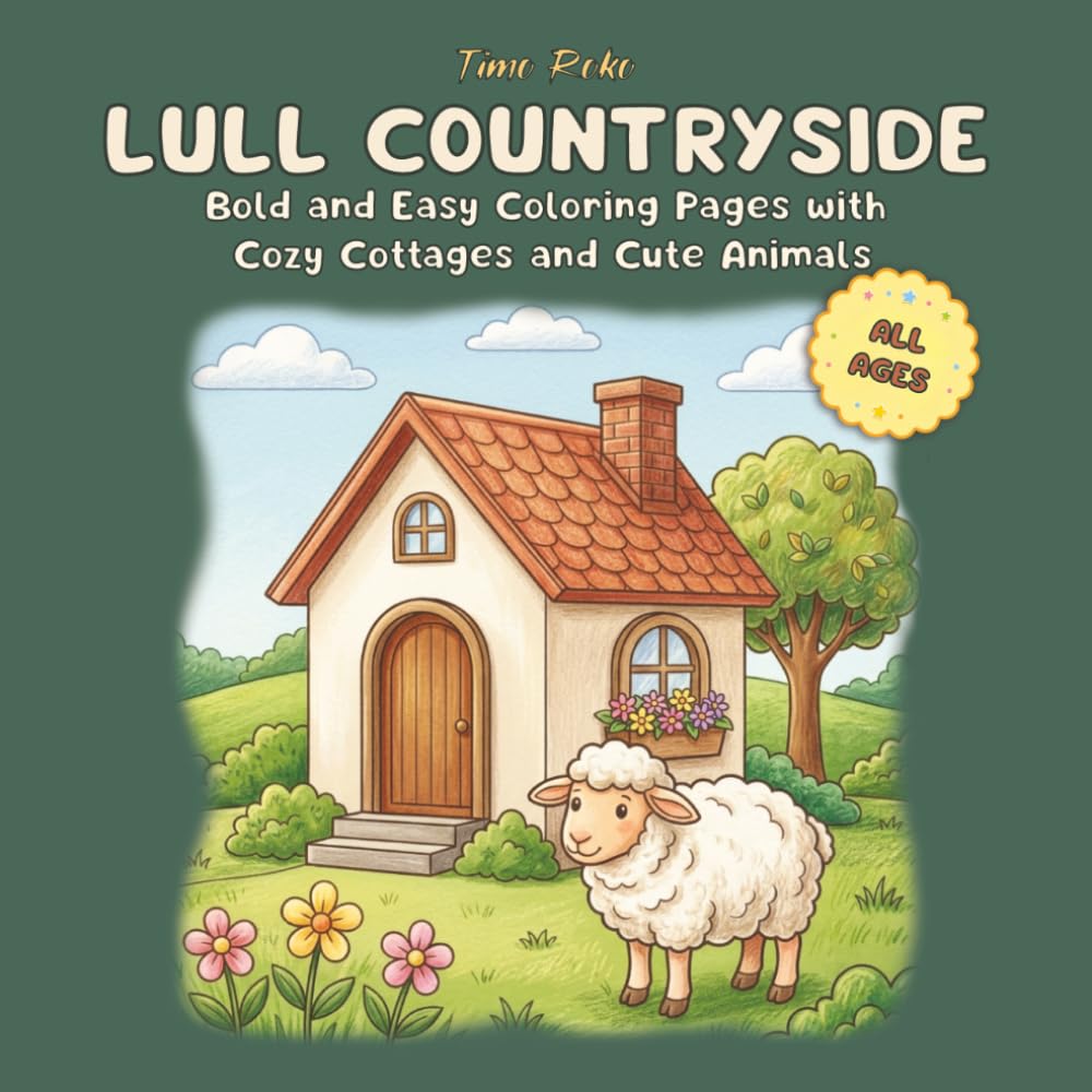 LULL COUNTRYSIDE: Bold and Easy Coloring Pages with Cozy Cottages, Cute Farm Animals, Gardens and Country Scenes for Kids and Beginners (LULL Coloring Book Collection)