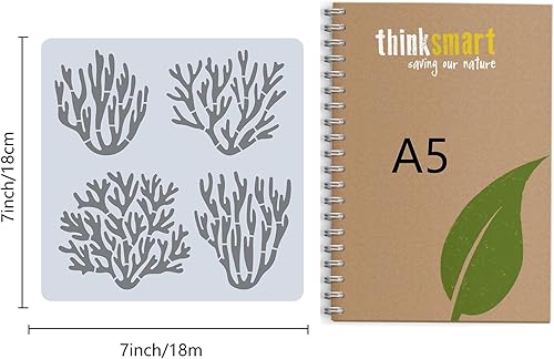 Miniatura 9 de GORGECRAFT Plantillas de sirena de coral, plantas acuáticas, estrellas de mar, peces de mar, criaturas marinas, reutilizables, 7.1 x 7.1 in,