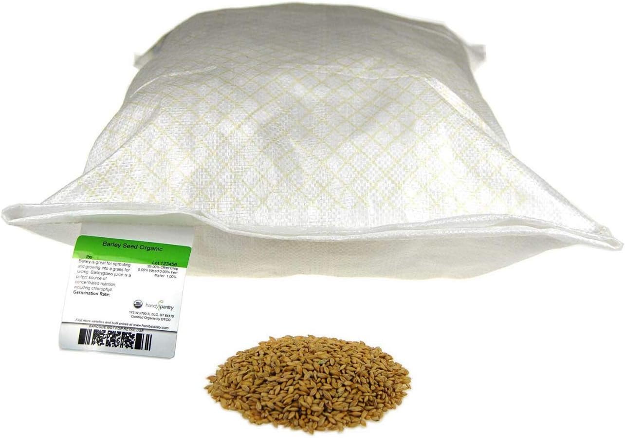 Organic Barley Seeds - 25 Lbs - Whole (Hull Intact) Barleygrass Seed - Ornamental Barley Grass, Juicing - Grain for Beer Making, Emergency Food Storage & More
