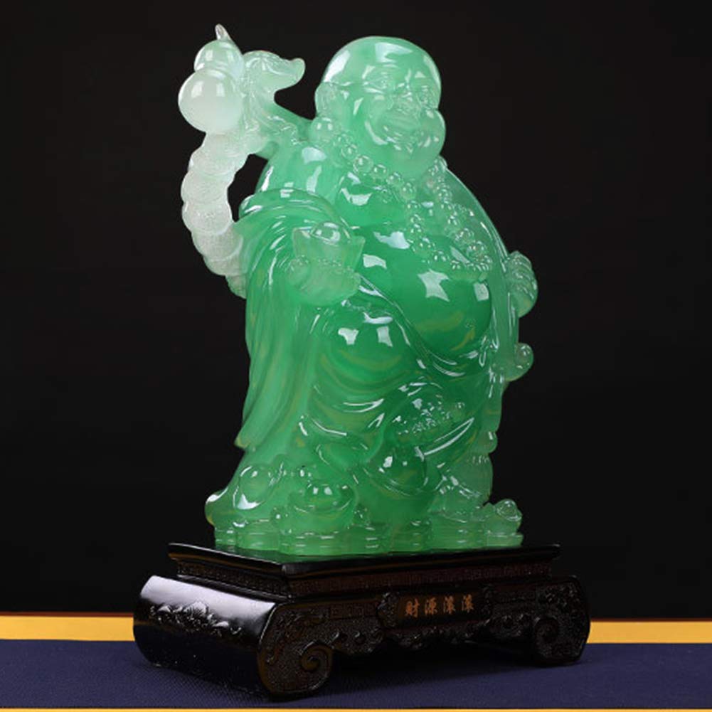 Grande Figurine Statua Ridere Buddha Feng Shui Ornamenti Maitreya Figurine Porta Soldi Borsa Scultura Decorazioni per la casa,Verde