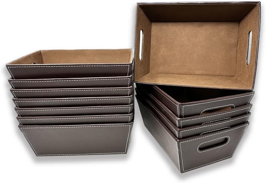 Premium Handmade 11" Brown Roosevelt Faux Leather Utility Tray – Coffee Table Organizer, Entryway Catchall, Office Desk & Dresser Valet Tray, Remote Control & Key Holder by The Lucky Clover Trading