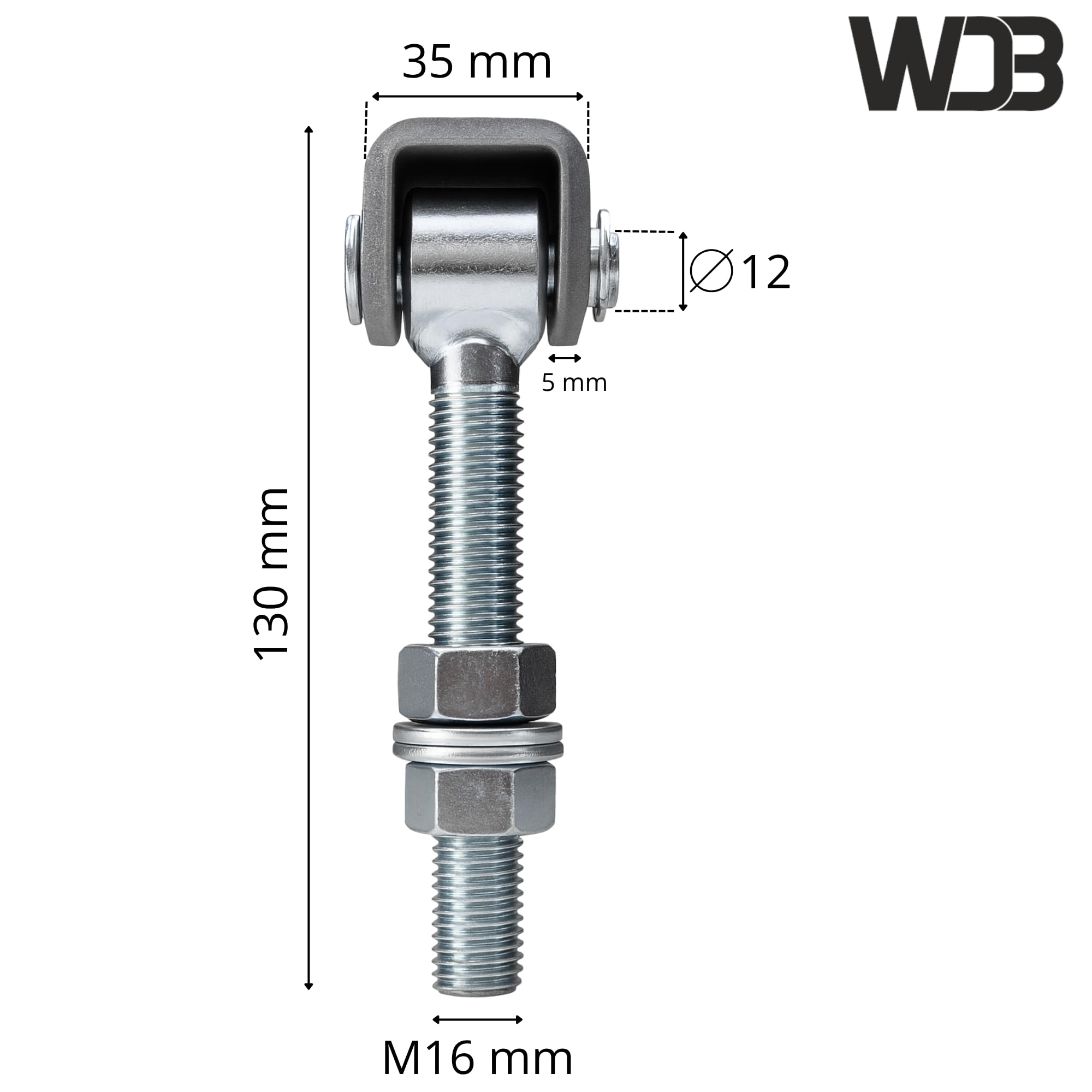 WDB - Charnière de portail réglable galvanisée - Charnières pour portail de jardin - Charnières à charge lourde - Installation de portail - Charnières de portail suspendues - Lot de 2 charnières de