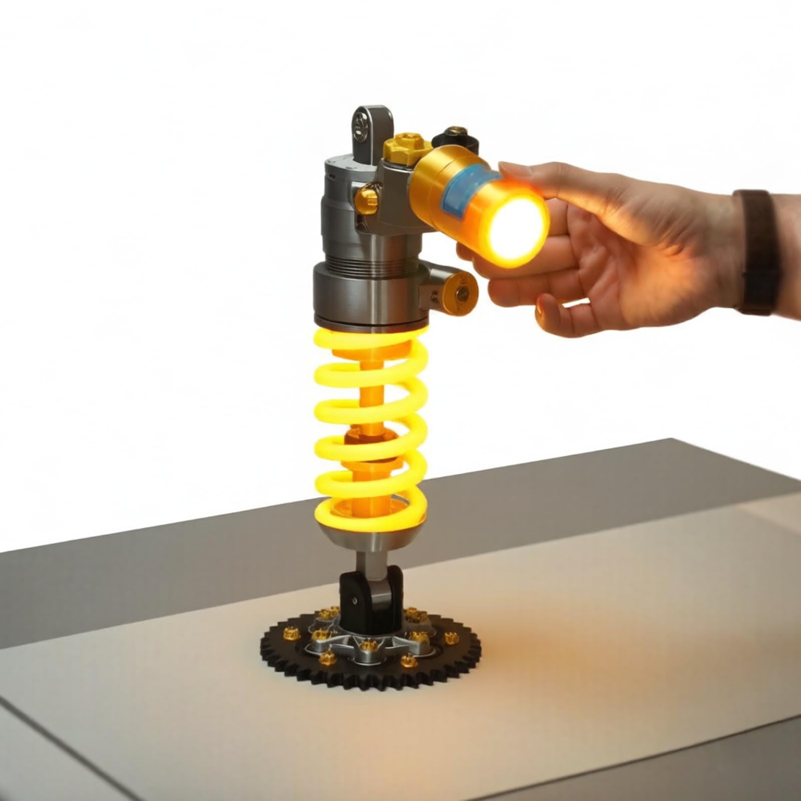 Lampa stołowa z amortyzatorem, lampa dekoracyjna motywem wyścigów