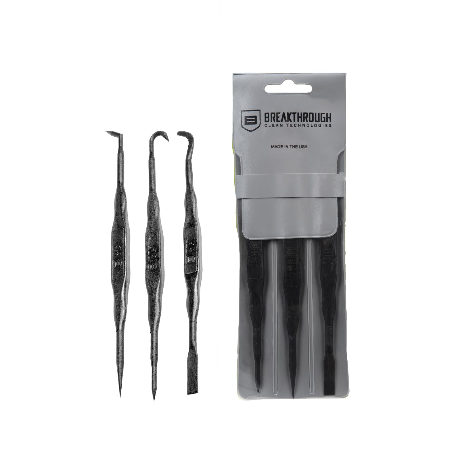 Breakthrough Clean Nylon Picks - Accessories for Gun Cleaning Kit with Vinyl Pouch - Double Ended Fiber Pick Set - 3 Piece