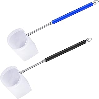 2 Pieces Fish Tank Shrimp Net Extendable Handle Shrimp Net Aquarium Stainless Steel Small Fishing Net Fish Shrimp Skimming Net with Adjustable Handle for Aquarium Fish Tank Pond (5 cm, Blue, Black)