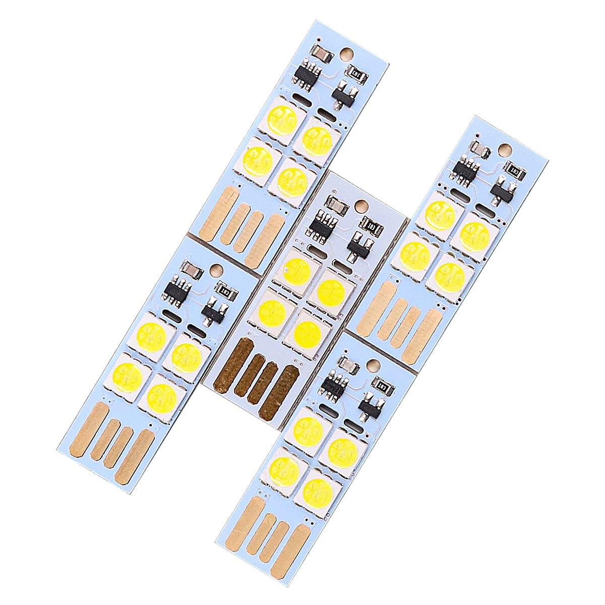 VOANZO 5pcs USB Mini LED Lights 6 Keychain Lights Lamp with Smart Touch Electrodeless Dimming Switch for Emergency Security Lighting Home( White)