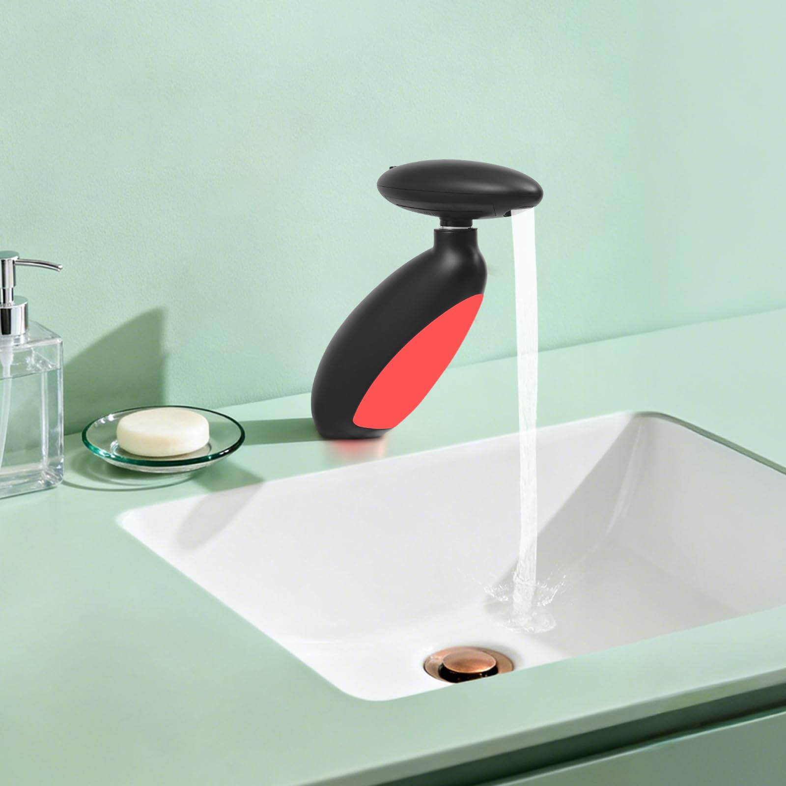 Rubinetto LED per lavabo con doccetta estraibile, rubinetto da bagno G1/2", indicatore della temperatura dell'acqua, rubinetto creativo per lavabo con illuminazione multicolore