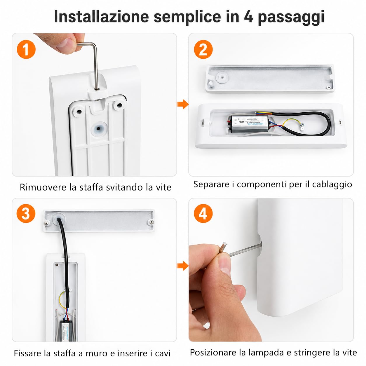 Dopa Applique da Parete LED 20W biemissione Moderna per Esterni e Interni 30CM, Lampada da Muro in Alluminio Rettangolare Impermeabile IP65, Luce per Giardino, Corridoio, Bagno, Soggiorno, Scale