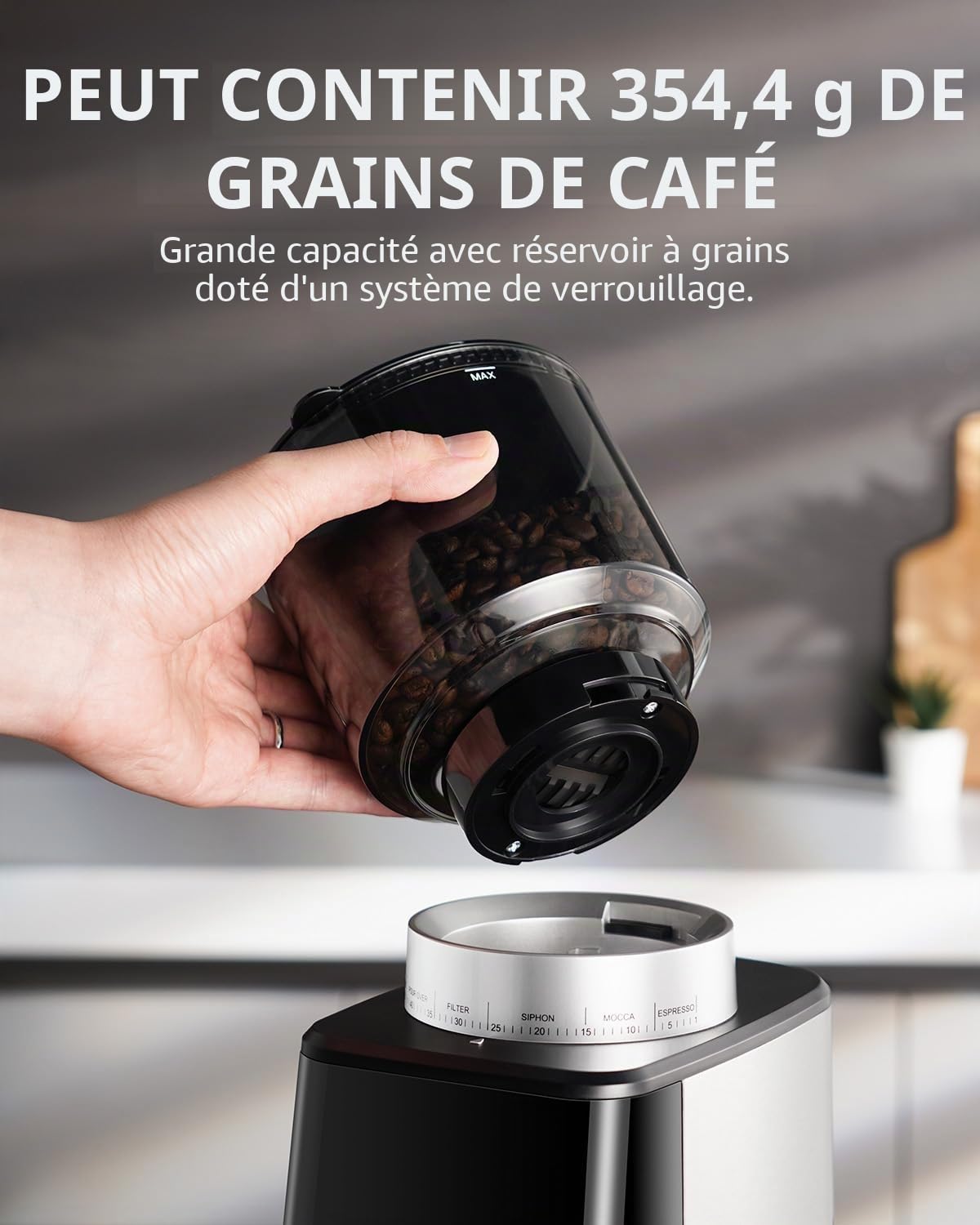 SHARDOR Moulin à Café éLectrique à Cône, 51 RéGlages De Mouture Fine Moulin à Café, Acier Inoxydable Avec RéGlage De La Tasse Et De L'Heure, Reconnaissance Automatique Du Porte-Filtre, écran LCD