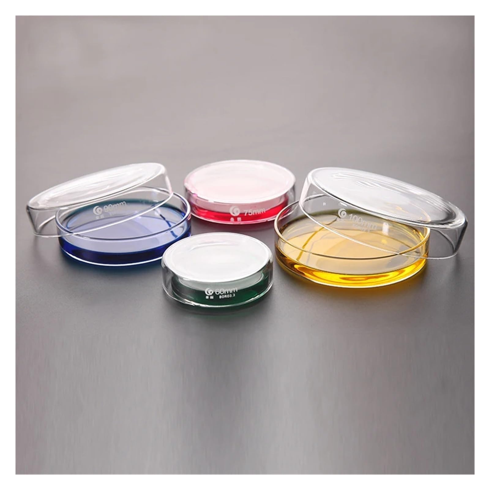 Paquete de 10 unidades de placa de Petri de vidrio, placa de cultivo bacteriano, vidrio de borosilicato, equipo de laboratorio de química(75mm 10 pieces)
