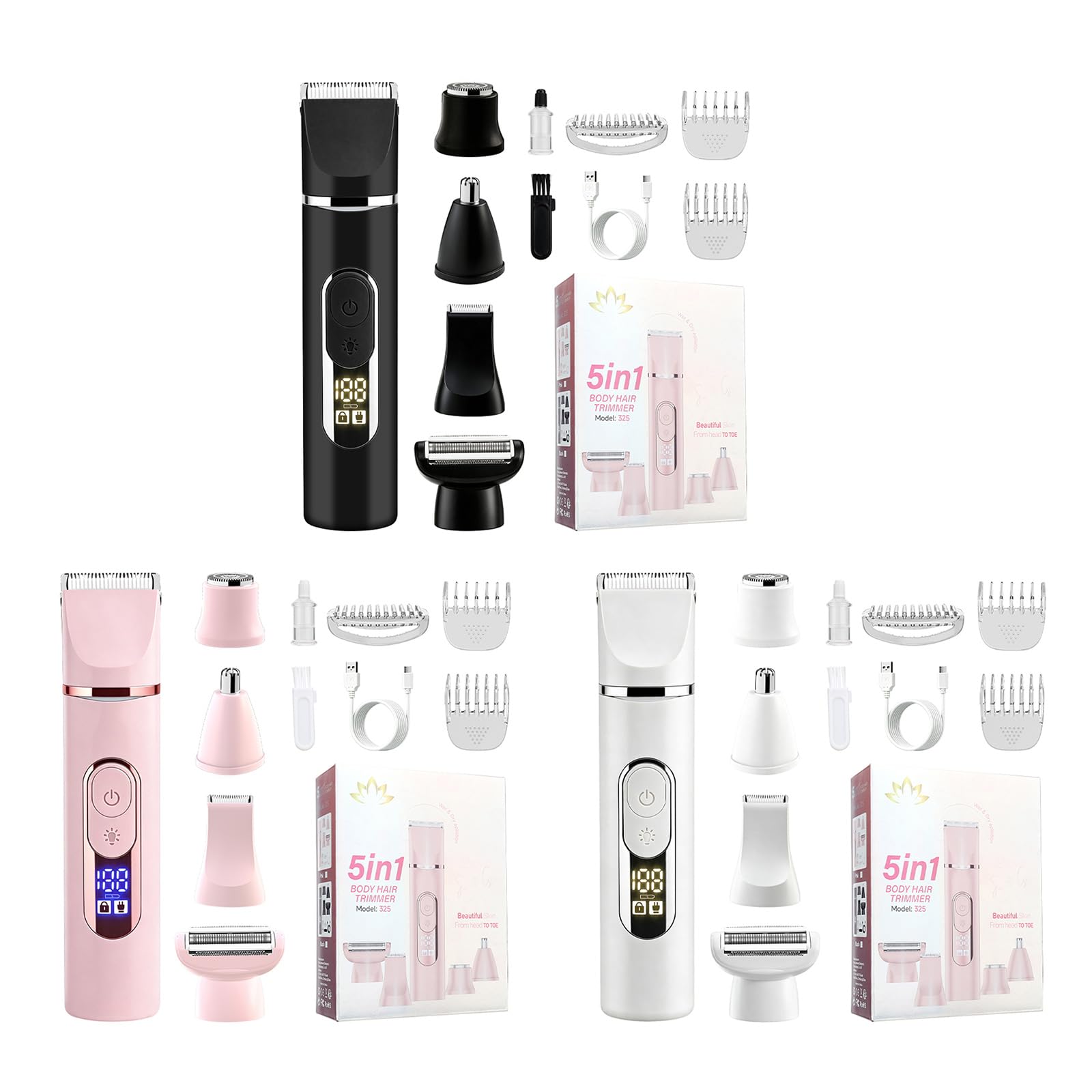 Rasoio per rifinire i del corpo 5 in 1 con cinque, Black